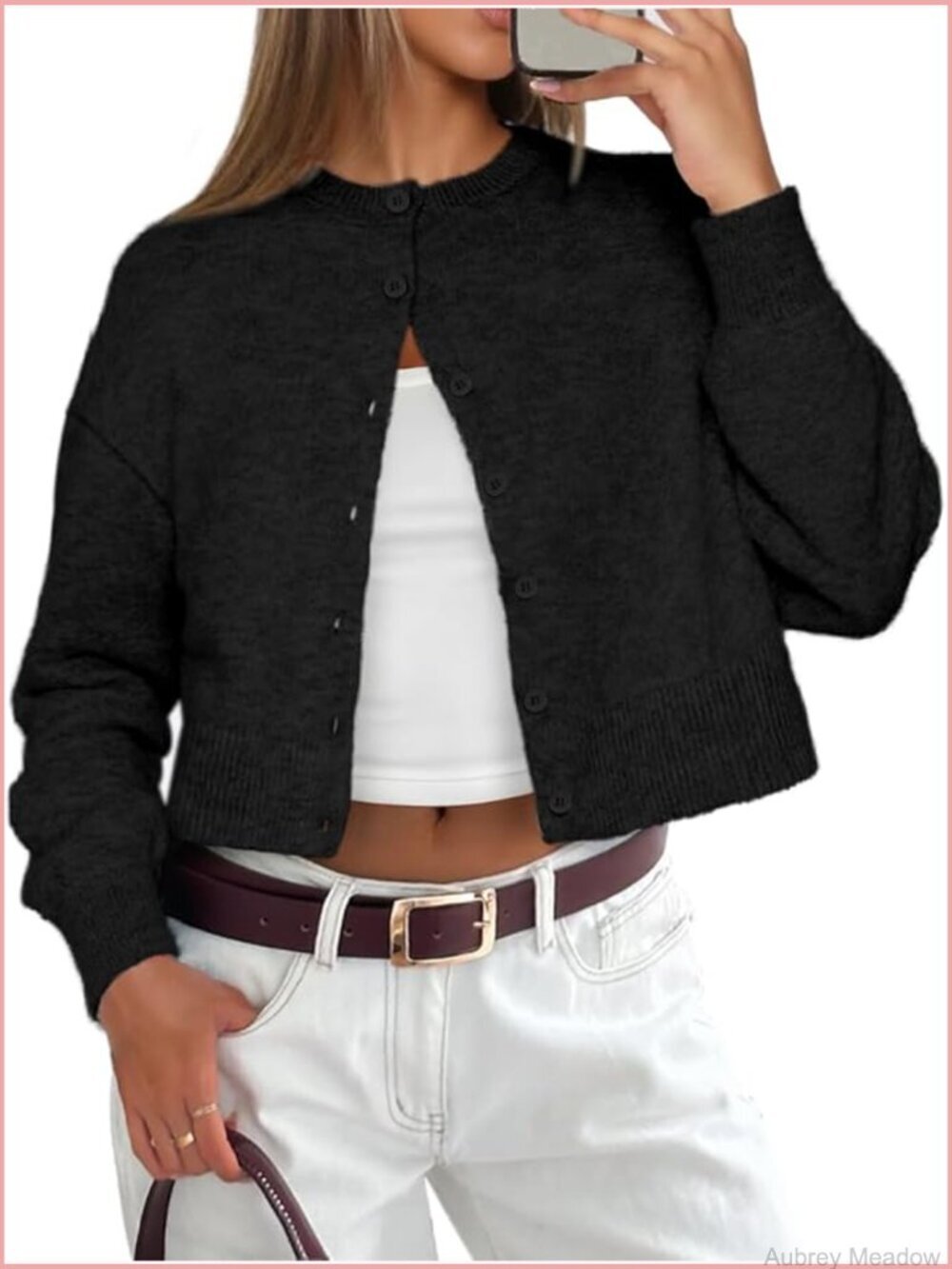Cropped Cardigan Sweater for Women Lightweight Open Front Long Sleeve Y2k Fall